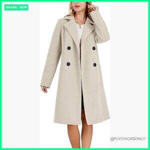 Wool Blend Double Breasted Pea Coat with Quilted Lining